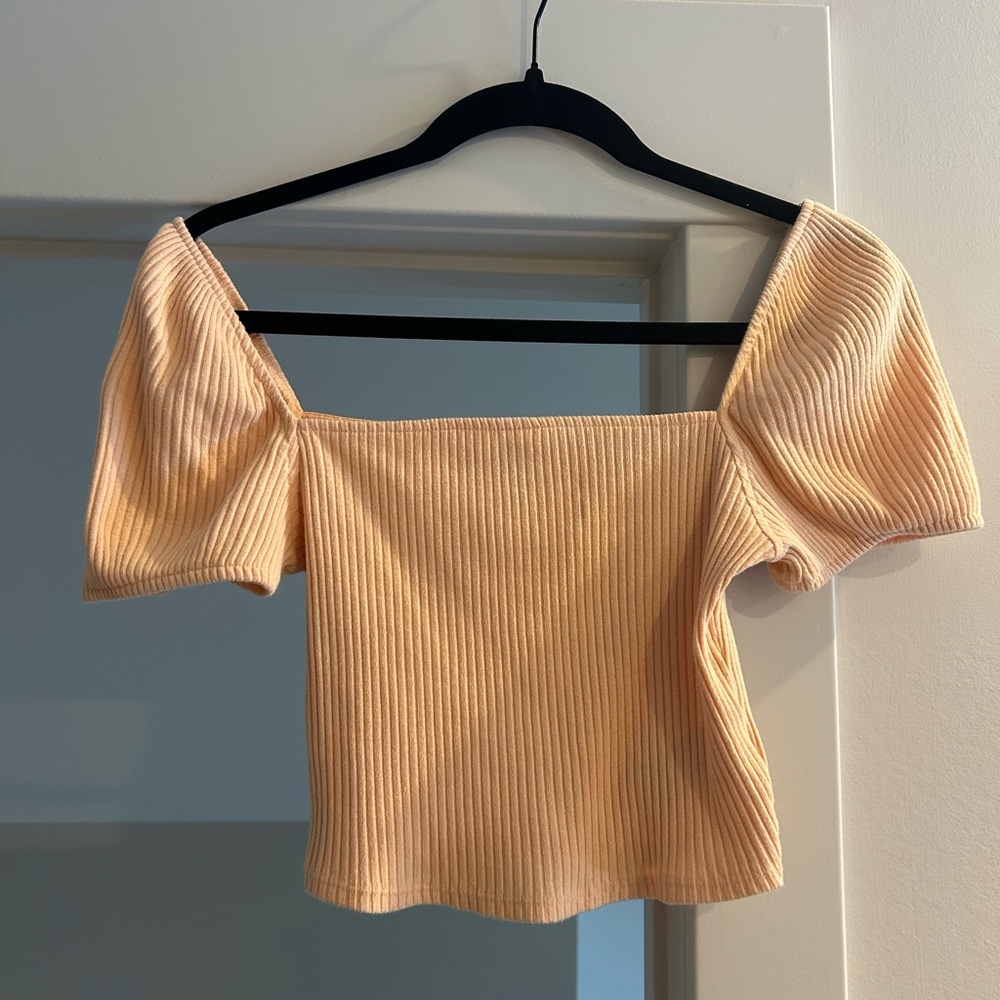 H&M Peach Ribbed Crop Top